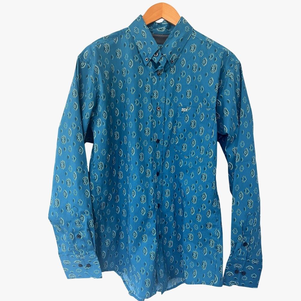 Wrangler Shirt 20X Competition Advance Comfort Rodeo Western Geometric SZ L